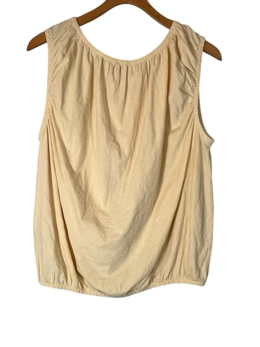 Madewell Cotton Linen Blend Sleeveless Bubble Tee Light Yellow Size M NEW Spring